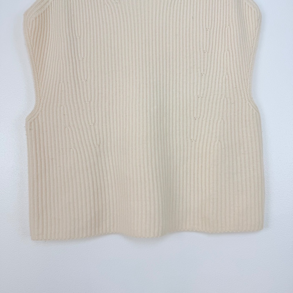 Banana Republic Oversized Sweater Vest M/L Cream Mock Neck Cashmere Merino Wool - Picture 4 of 13